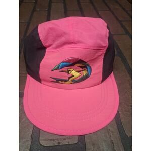Vintage 90s Pink Black Embroidered Surfer Hat